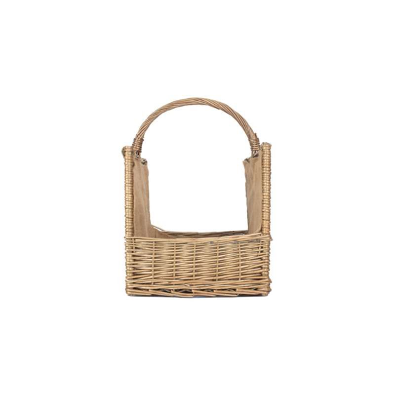Callow Wicker Log Basket Antique Wash Open Ended Basket- Front View