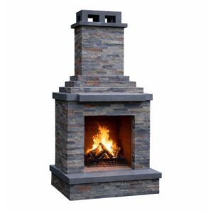 Dark Stone Outdoor Wood Burning Fireplace