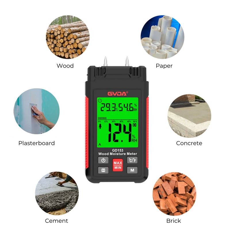 Digital Wood Moisture Meter - 6 other types of material