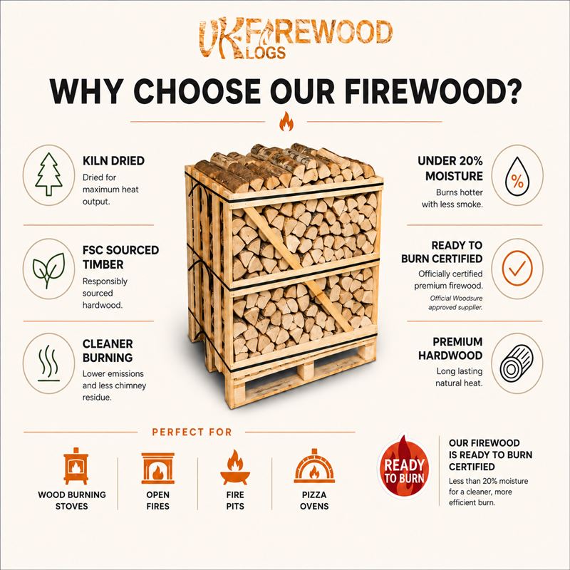 Kiln Dried Oak Firewood Logs- Ready to Burn Standard Crate