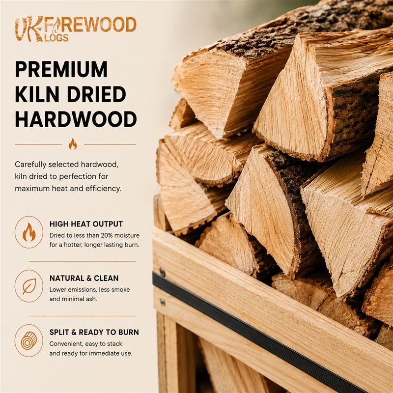 Kiln Dried Oak Firewood Logs- Ready to Burn Standard Crate