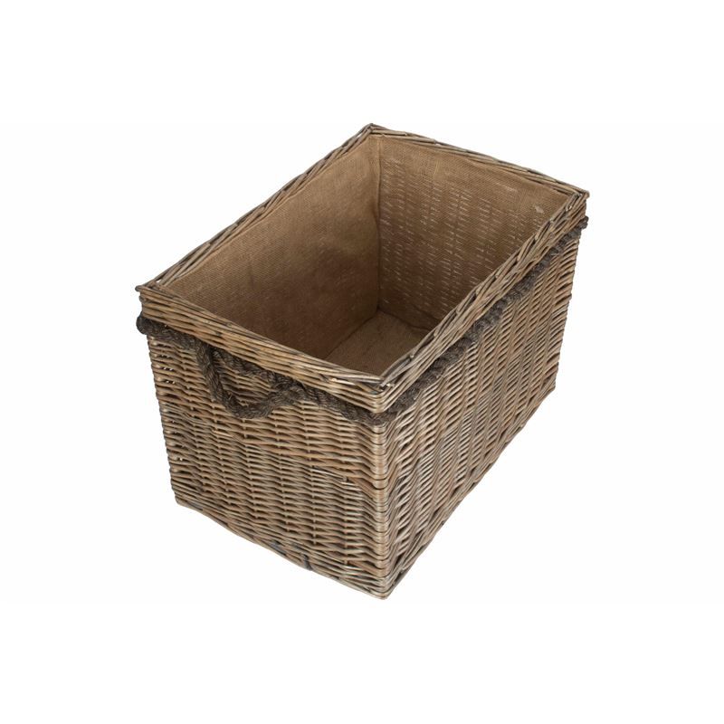 Large Rectangular Rope-Handled Log Basket - Top View