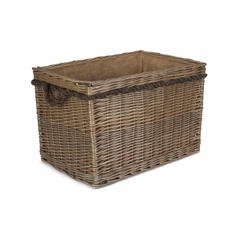 Large Rectangular Rope-Handled Log Basket - Side View