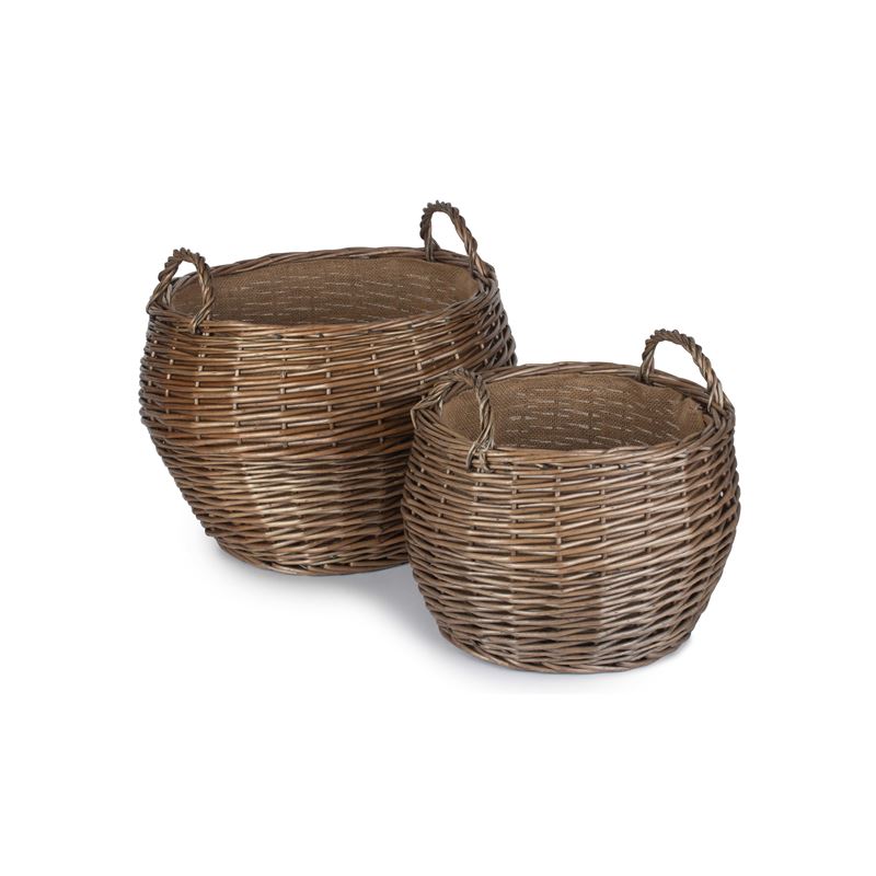 Set of 2 Antique Wash Baskets - Stylish and Versatile Storage Solution