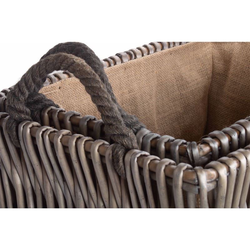 Set of 2 Rectangular Grey Log Baskets - Nested Top View