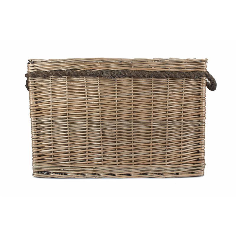 Set of 2 Rectangular Rope-Handled Log Baskets - Nested Side View
