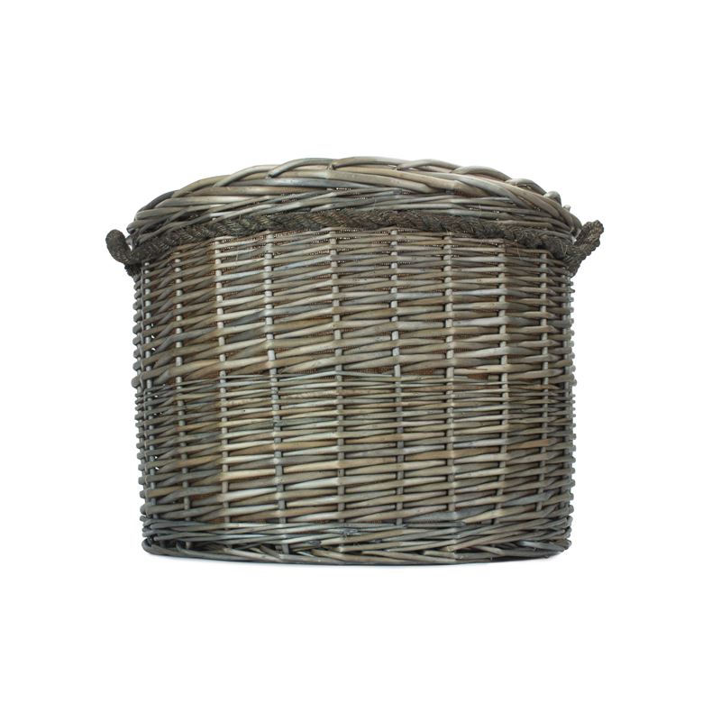 Antique Wash Round Storage Basket - Side View