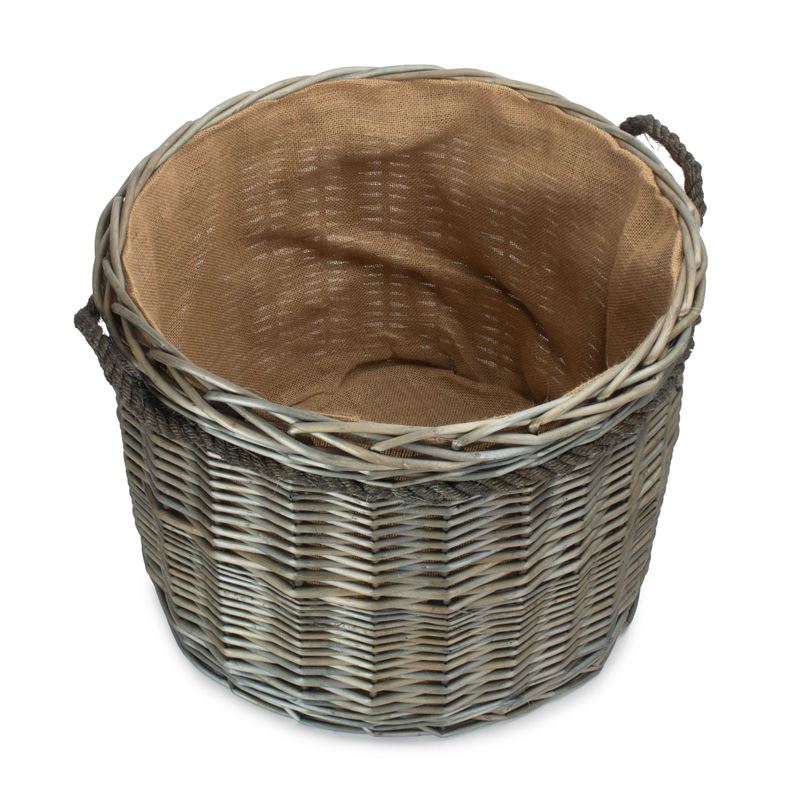 Antique Wash Round Storage Basket - Lined