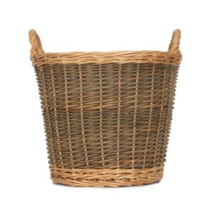 Small Unpeeled Willow Log Basket with Lining - Stylish and Functional Fireside Accessory