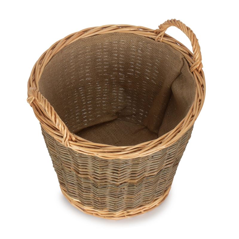 Small Unpeeled Willow Log Basket with Lining